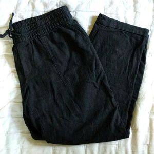 Black Linen Capri Pants